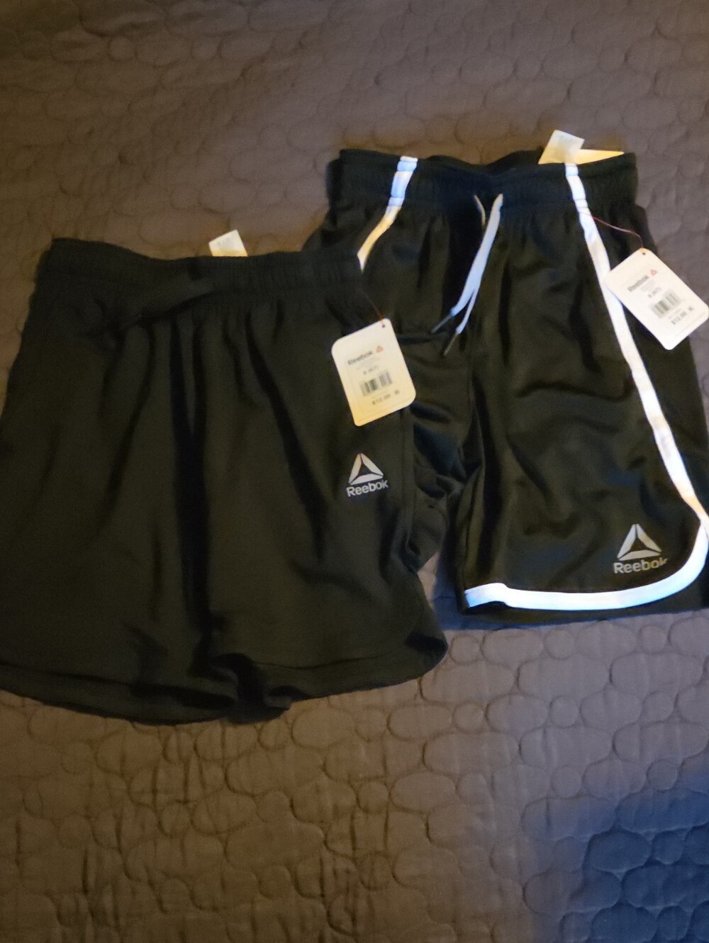Reebok Kids Black Athletic Shorts with White Trim - 2 Pack NEW Sz6/7